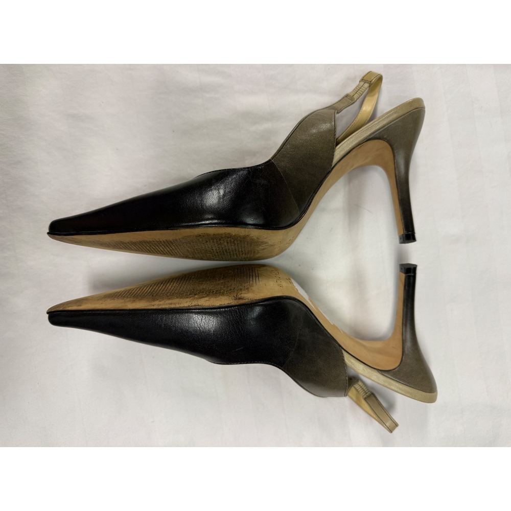 Antonio Melani Womens 9M Two Tone Leather Slingback Pointed Toe Stiletto Pumps